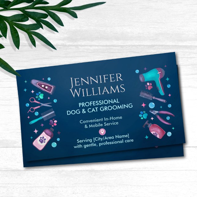 Pet Groomer  In-Home & Mobile Dog & Cat Grooming Business Card (Creator Uploaded)