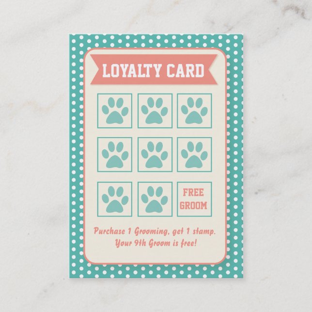 Pet Groomer Loyalty Card - Personalizable (Front)