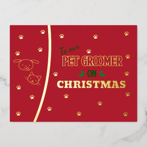 Pet Groomer on Christmas Cat and Dog Gold Holiday