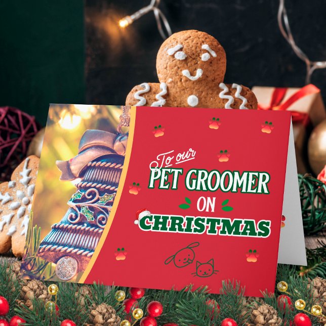 Pet Groomer on Christmas Paws Cat and Dog Holiday  Card (Creator Uploaded)