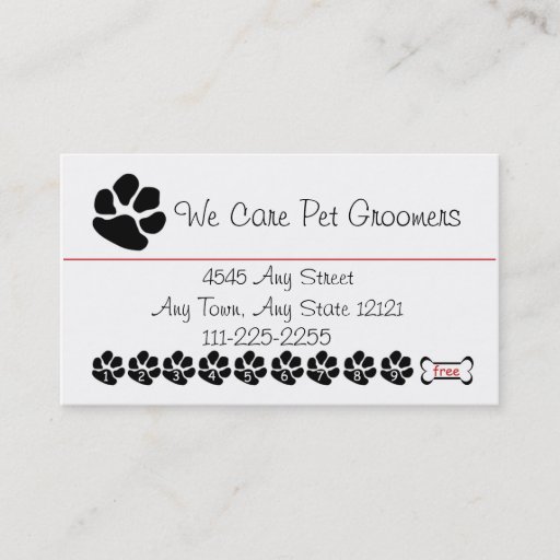 Customizable Pet  Groomer or Shop Customer Loyalty Punch Card Business Card