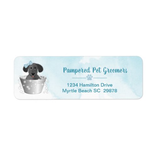 Pet Groomer Puppy in Tub Cute Return Address Label
