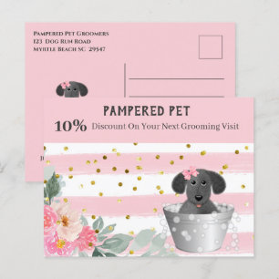 Pet Groomer Puppy in Tub Marketing Postcard