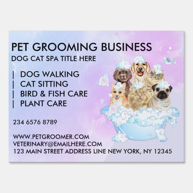 Pet Groomer Sitting Dog Cat Spa Sign (Front)