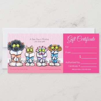 Pet Groomer Spa Dogs Cat Robes Gift Certificate by offleashart at Zazzle