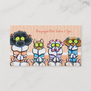 Pet Groomer Spa Dogs Cat Robes Peach Appointment Card