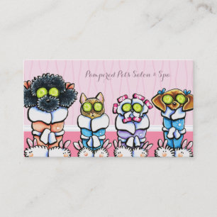 Pet Groomer Spa Dogs Cat Robes Pink Appointment Card