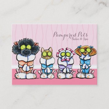 Pet Groomer Spa Dogs Cat Robes Pink Business Card by offleashart at Zazzle