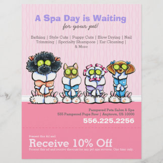 Pet Groomer Spa Dogs Cat Robes Pink Coupon Ad Flyer
