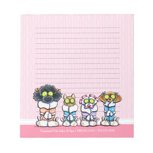 Pet Groomer Spa Dogs Cat Robes Pink Lined Notepad