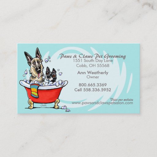 Customizable Pet Groomer Spa Wet Dogs Carribean Appointment Business Card Templates