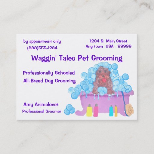 Customizable Pet Grooming Appointment And Business Card