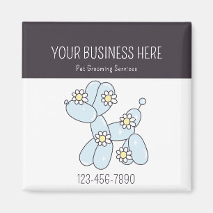 Pet grooming balloon dog business card magnet
