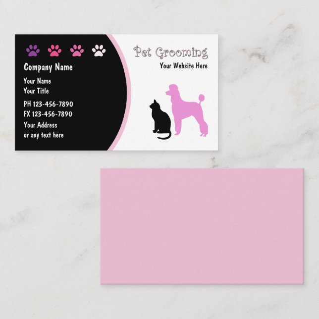 Pet Grooming Business Cards New (Front/Back)