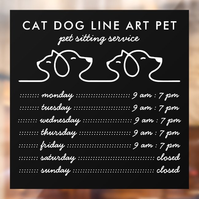 Pet Grooming Cats and dogs black frame Window Cling
