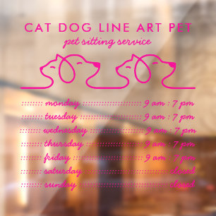Pet Grooming Cats and dogs minimal modern pink Window Cling