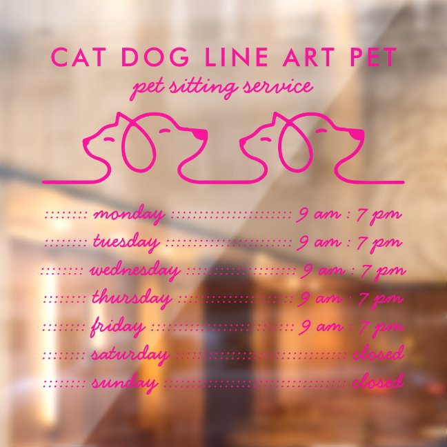 Pet Grooming Cats and dogs minimal modern pink Window Cling