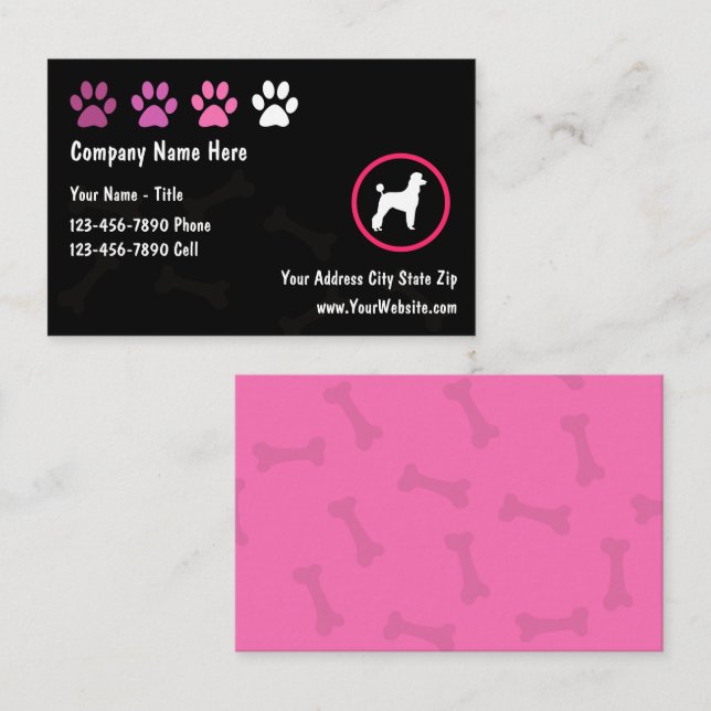 Pet Grooming Cool Trendy Business Cards  (Front/Back)
