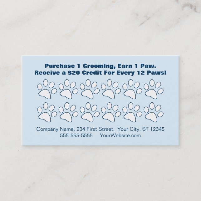 Pet Grooming Customer Loyalty Card (Front)
