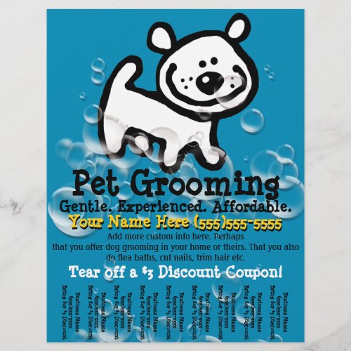 Pet Grooming Customizable Promotional Tear sheet