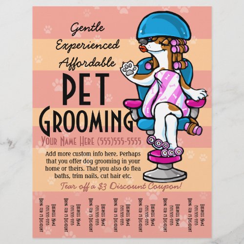 Pet Grooming Customizable Promotional Tear sheet