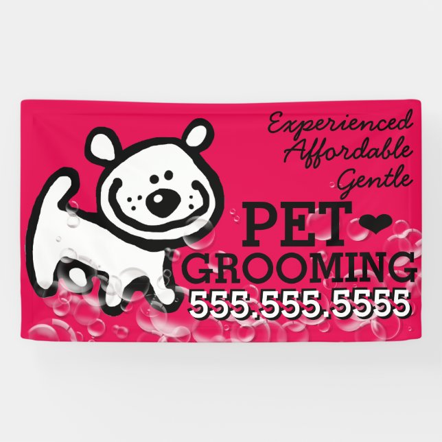 Pet Grooming Dog Cat Customizable Promotional Banner (Horizontal)