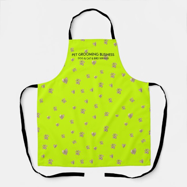 Pet Grooming Dog Cat Neon Veterinary Paws Apron