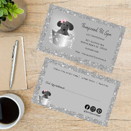 Pet Grooming Dog Glitter Business  Appointment Card