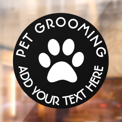 Pet Grooming  Dog Grooming Black Circle Window Cling