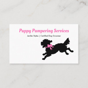 Pet Grooming Girly Pink Bow Cute Puppy Dog Appointment Card