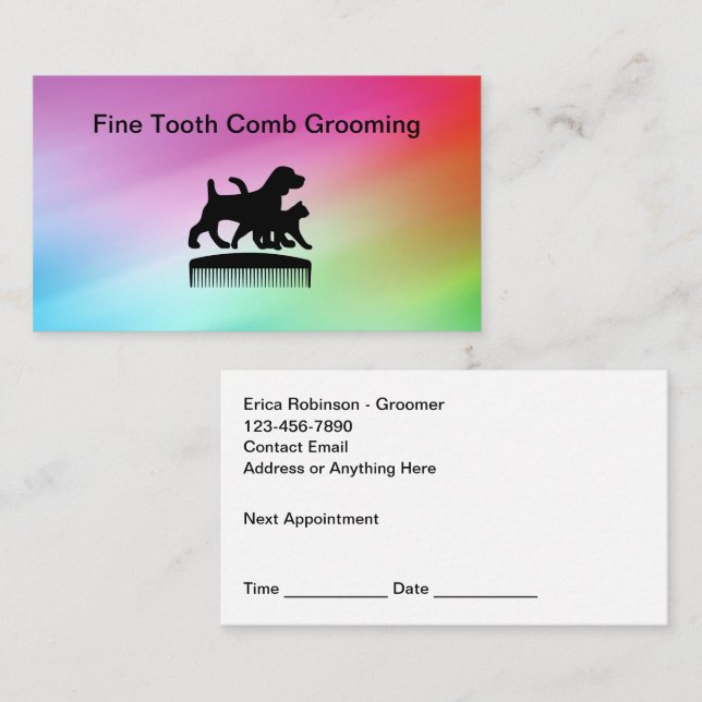 Pet Grooming Modern Simple Appointment Cards (Front/Back)