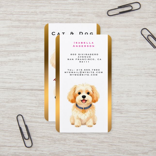 Pet Grooming Personalized Luxury Trendy Collection Business Card (Front/Back In Situ)
