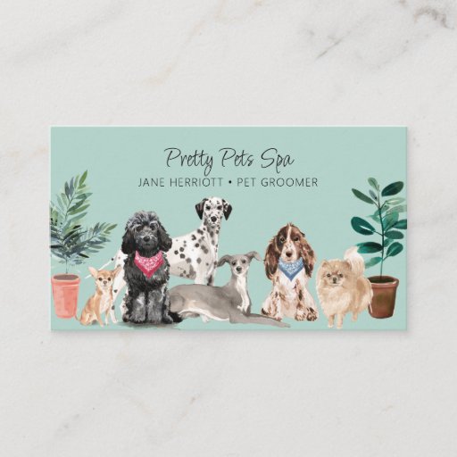 Customizable Pet Grooming Pet Spa Business Card