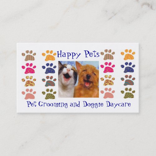 Pet Grooming Pets Sitting Paw Prints Business Card