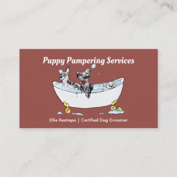 Pet Grooming Puppy Dogs In A Bath Appointment Card by GirlyBusinessCards at Zazzle