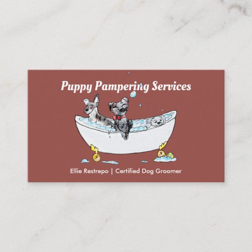 Pet Grooming Puppy Dogs in a Bath Appointment Card