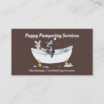 Pet Grooming Puppy Dogs In A Bath Appointment Card by GirlyBusinessCards at Zazzle