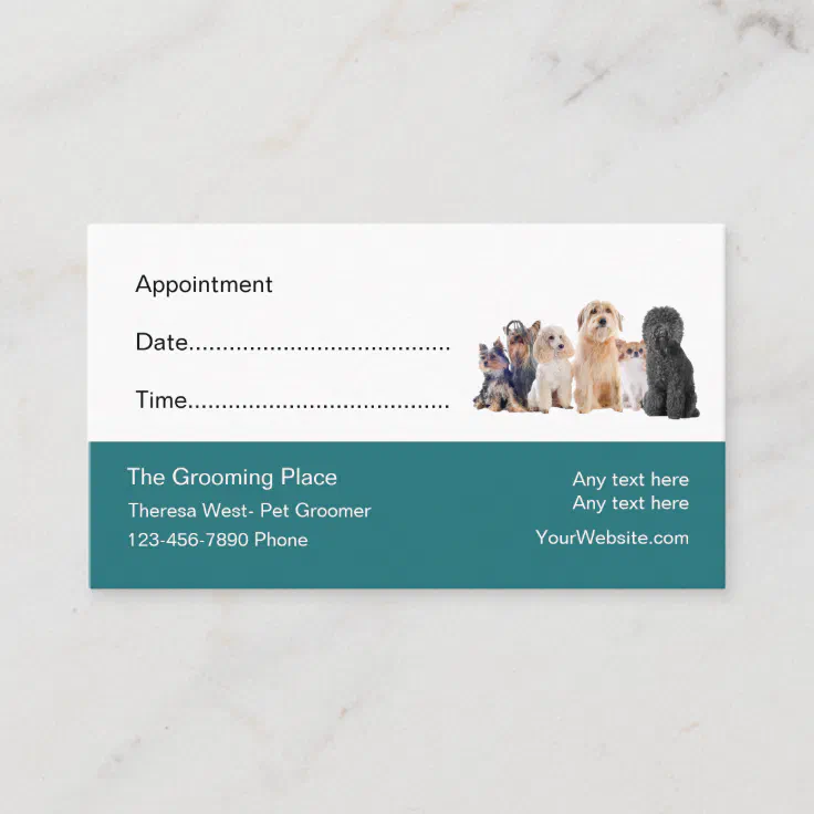 dog grooming appointment cards