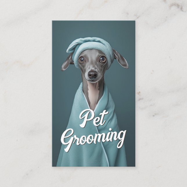 Pet Grooming Salon Care Boutique Italian Greyhound Business Card (Front)