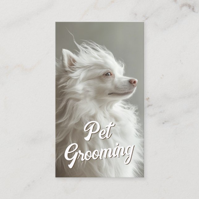 Pet Grooming Salon Care Boutique Spitz Portrait Business Card (Front)