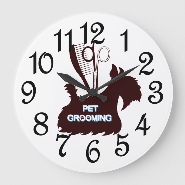 Pet Grooming Salon  Large Clock (Front)