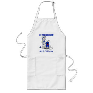 Pet Grooming Salon Name in Blue Business Long Apron
