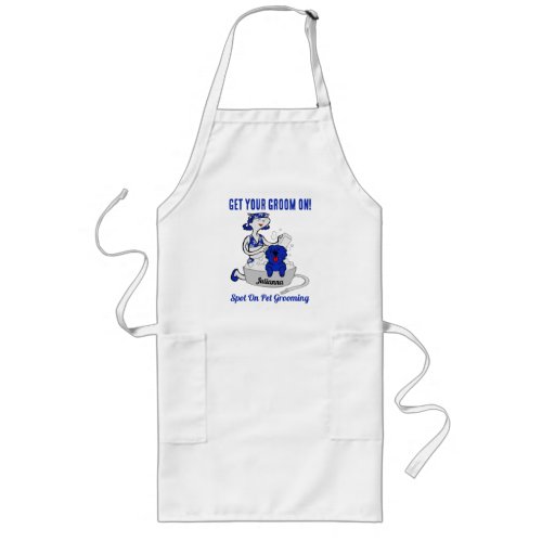 Pet Grooming Salon Name in Blue Business Long Apron