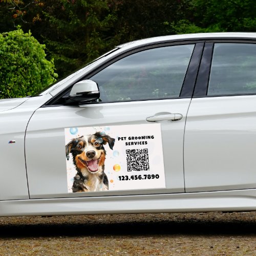 Pet Grooming Services QR Code  Car Magnet