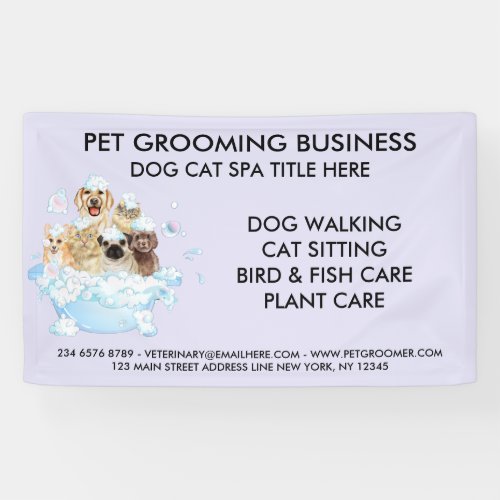 Pet Grooming Sitting Dog Cat Spa Bathing Banner