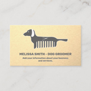Pet Grooming Sleek Metallic Appointment Card