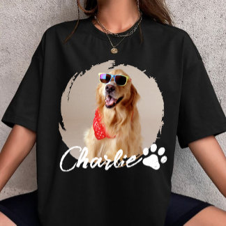 Pet Grunge Simple Modern Custom Dog Photo & Name T-Shirt