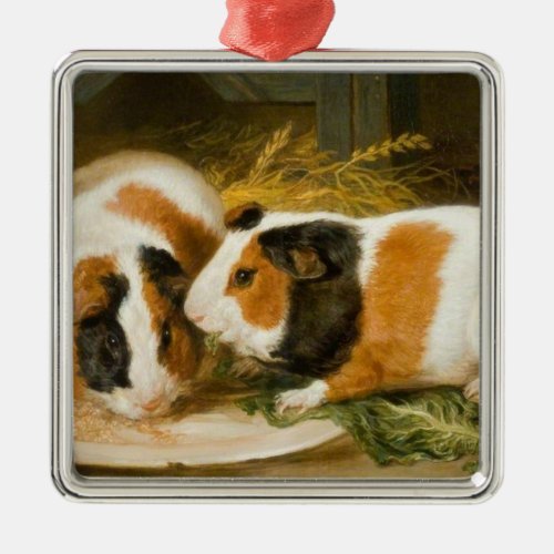 Pet Guinea Pigs Feeding by James Ward Metal Ornament