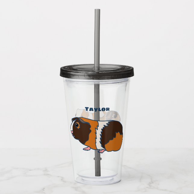 Pet Guinea Pigs Illustrations Personalized Acrylic Tumbler (Front)