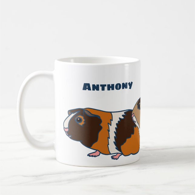 Pet Guinea Pigs Illustrations Personalized Coffee Mug (Left)